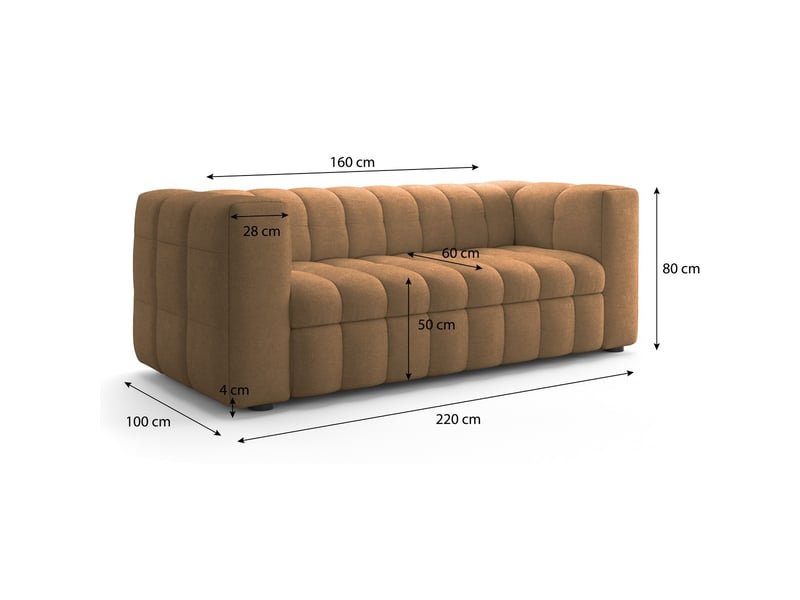  Canapé capitonné convertible 3 places en tissu chenille moka - ouverture express - cester Cester - Conforama C