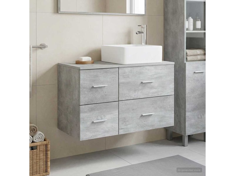  Ensemble de mobilier de salle de bain 2 pcs gris béton shl6737  - Conforama B