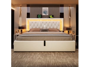 Lit coffre 140x200 cm <strong>HAUSS SPOLE</strong>  <strong></strong> coloris beige