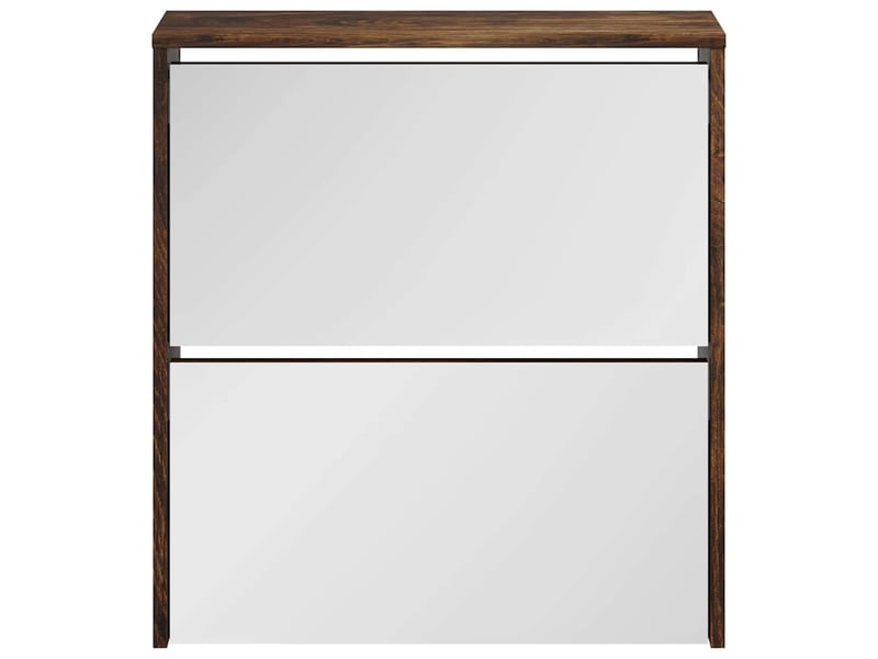 Meuble à chaussure, armoire à chaussures miroir à 2 niveaux chêne fumé 63x17x67 cm  - Conforama D