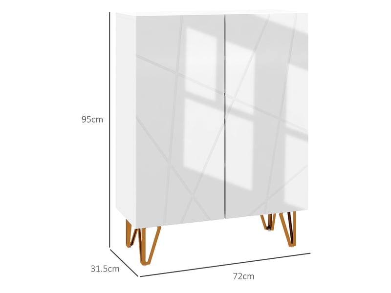  Étagère à chaussures moderne pour 15 à 20 paires de chaussures, étagères réglables et fermeture amortie, 72 x 31,5 x 95 cm, blanche  - Conforama D
