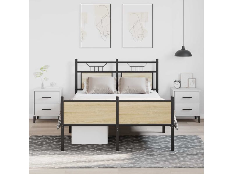  Lit double- lit adulte -  cadre de lit sans matelas chêne sonoma 120x190 cm  - Conforama C