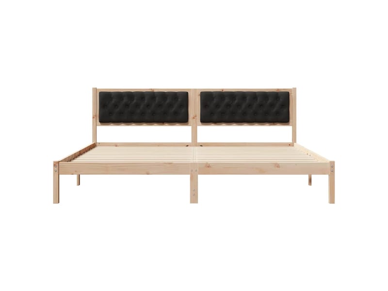 Lit double- lit adulte - cadre de lit avec tête de lit noir 200 x 200 cm pin massif - Conforama D