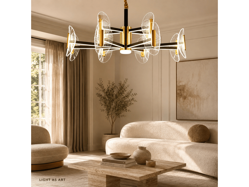  Lustre en cristal à lames éventail b – éclairage 3 couleurs ASLED-816 - Conforama D