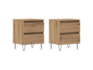 Vidaxl table chevet 2pcs chêne artisanal bois métal tiroirs meuble rangement 40x35x50cm chambre
