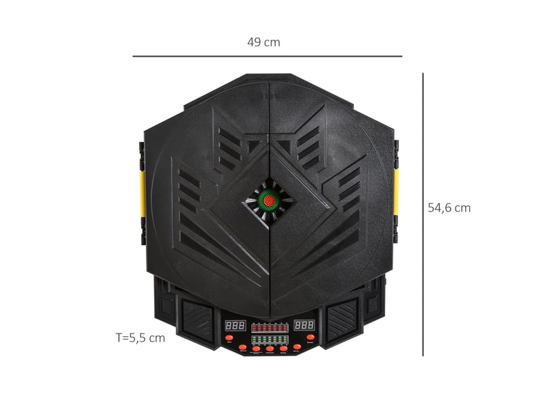 Cible de fléchettes électronique à voix anglaise, écrans led. 12 fléchettes, 27 jeux, 216 variantes, support avec portes, jusqu'à 8 joueurs  - Conforama E
