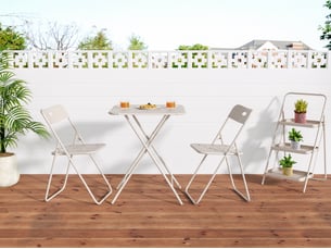 Salon de jardin bistrot pliant,3 pièces avec 2 chaises et table,acier,beige