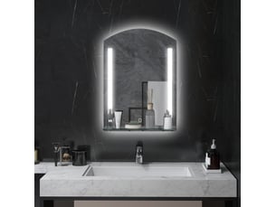 Miroir de salle de bains led 50x70 cm ip44 à 3 couleurs de lumière avec tablette en verre argenté