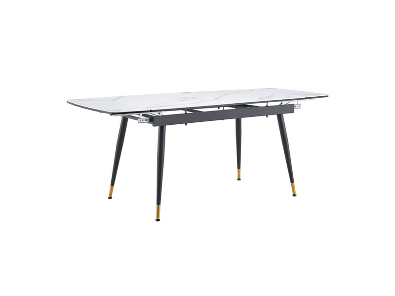  Table à manger extensible 140 à 200 cm en pierre frittée blanche  - Conforama W