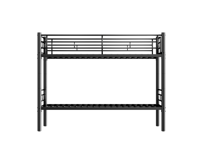  Lit superposé 90x200cm avec barrières de sécurité, convertible en 2 lits simples, lit simple avec sommier à lattes, noir  - Conforama C