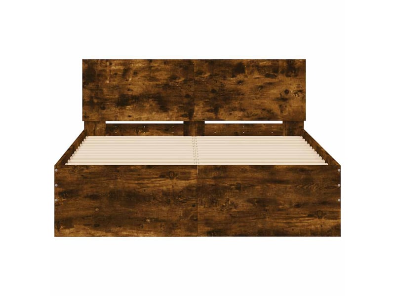  Lit double- lit adulte -  cadre de lit sans matelas chêne fumé 135x190 cm  - Conforama D