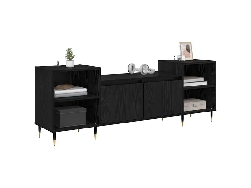  Meuble tv - banc tv - meuble de rangement 160 x 35 x 55 cm chêne noir bois d'ingénierie  - Conforama C