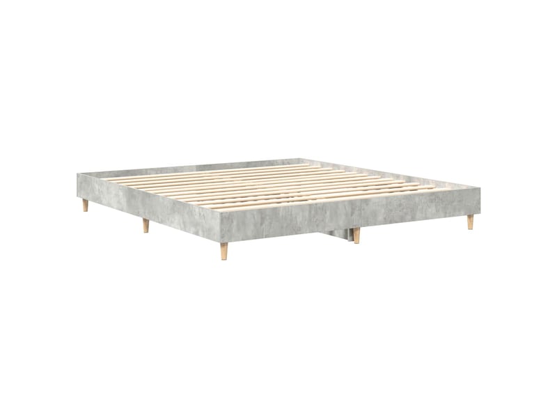  Lit double- lit adulte -  cadre de lit sans matelas gris béton 200x200 cm bois ingénierie  - Conforama C