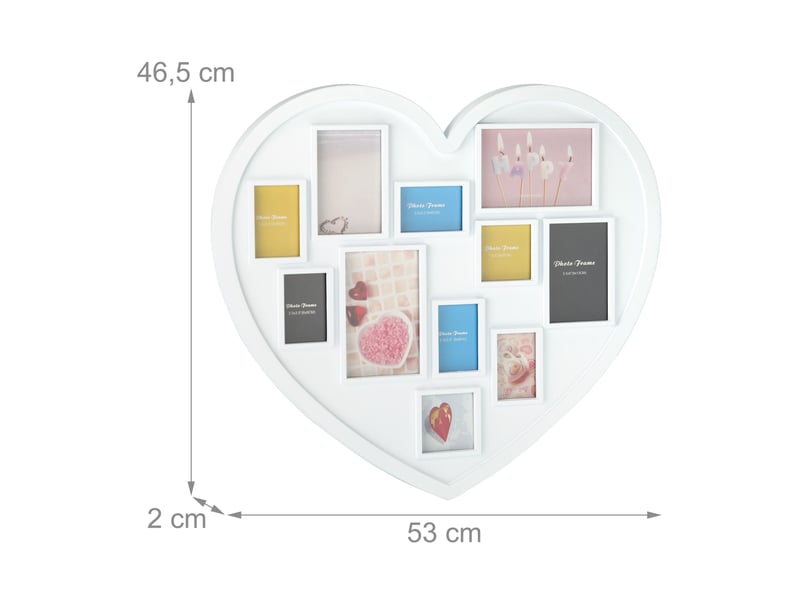  Cadre photo cœur pêle-mêle pour 11 photos 46,5 x 53 x 2 cm design déco moderne en plastique noir 13_0010653  - Conforama B