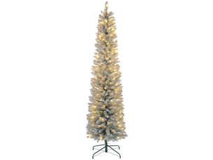 Sapin de noël enneigé avec 405 branches et lumières led blanches, en plastique et métal, ø57 x 210 cm, vert