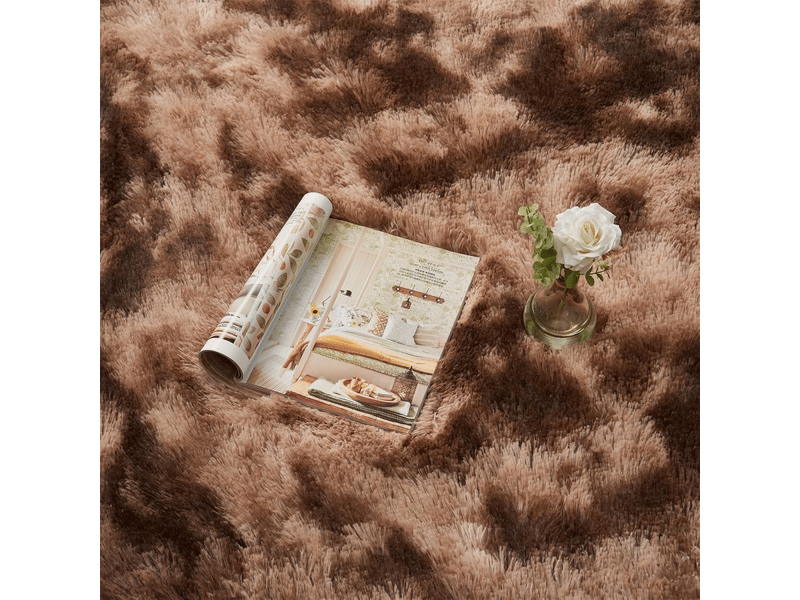  Tapis de salon marron, à poils longs, doux, en laine de soie antidérapante, mesurant 120 x 160 cm  - Conforama C