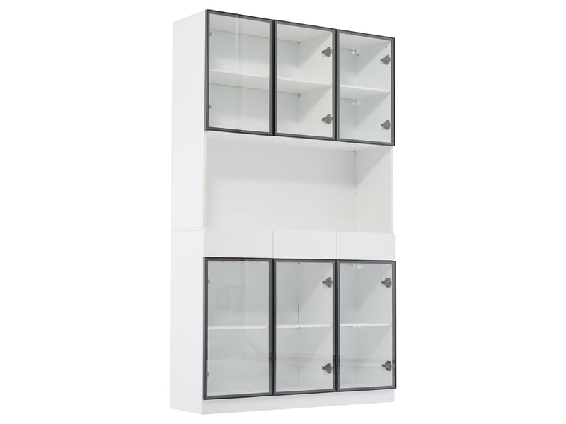  Vitrine avec éclairage led en verre trempé blanc et noir 240 x 200 cm N625P379759760761W-2 - Conforama A