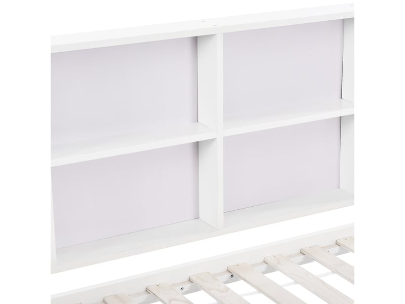  Lit cabane enfant 90 × 200 cm avec étagères, 2 tiroirs sur roulettes et barrières, pin massif blanc C-CRAFTLINK - Conforama D