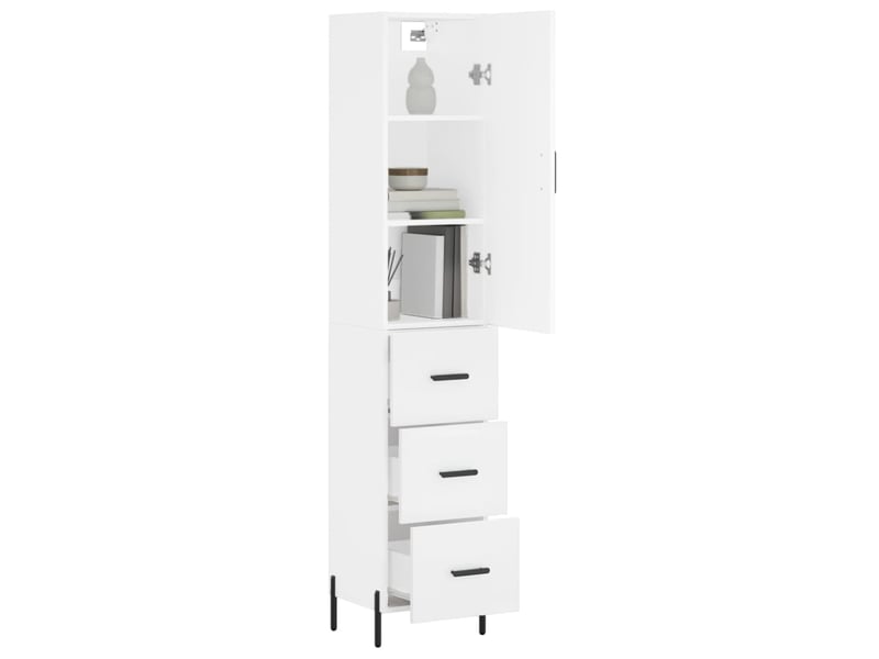  Buffet haut - bahut - meuble de rangement blanc 34,5x34x180 cm bois d'ingénierie  - Conforama C