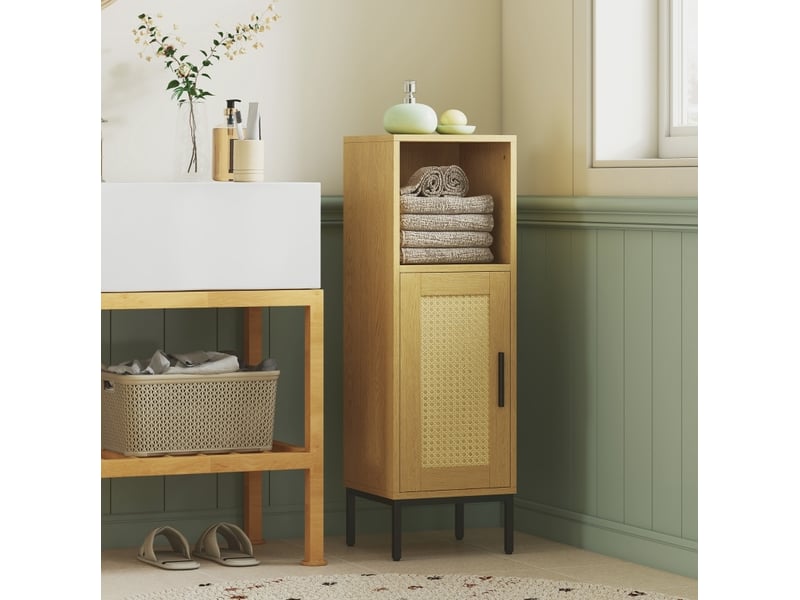  Meuble de salle de bain étroit 30x30 cm avec tablette réglable bois naturel  - Conforama B