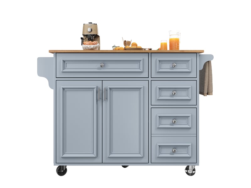  Desserte 2 portes 5 tiroirs coloris bleu mdf desserte bleu - Conforama A
