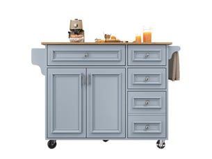 Desserte 2 portes 5 tiroirs coloris bleu mdf