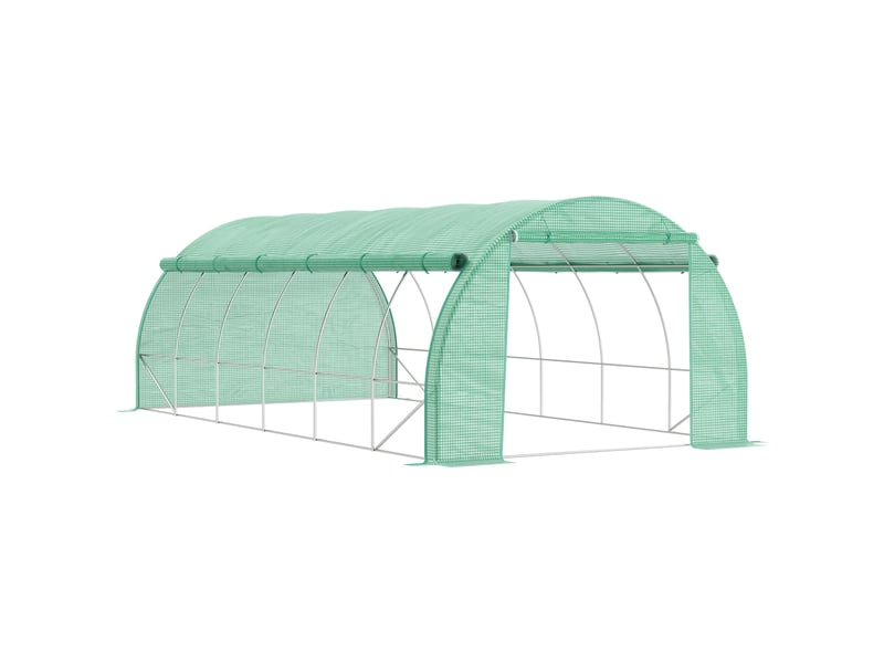 Serre tunnel de culture de 6 x 3 x 2 m avec bâches enroulables, protection uv, structure tubulaire en acier, verte - Conforama A