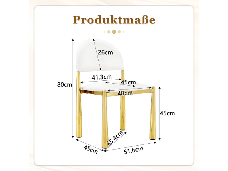  Ensemble de 2 chaises de salle à manger modernes en pu cuir – dossier demi-cercle – pieds métal – 80 cm  - Conforama C