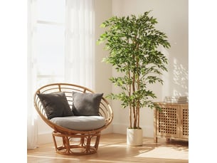 Arbre artificiel banyan 75 x 75 x 180 cm – vert – feuillage ajustable avec pot blanc lesté stable