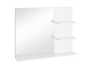 Miroir de salle de bain mural avec 3 étagères en mdf blanc 60 x 10 x 48 cm