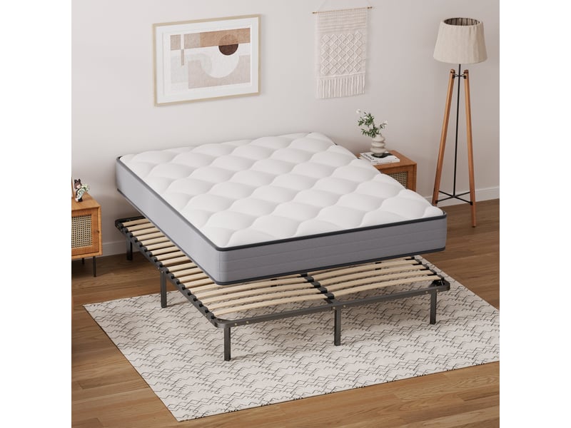  Ensemble 140x190cm matelas à ressorts +sommier à lattes sur pieds, epaisseur du matelas 20cm  - Conforama E