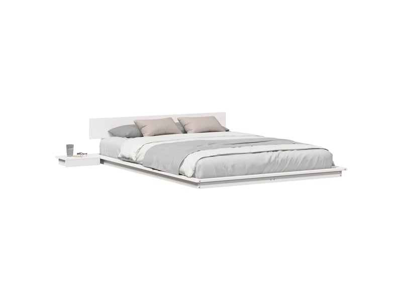  Lit double- lit adulte -  cadre de lit blanc 150 x 200 cm bois  - Conforama A