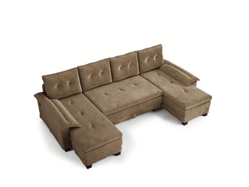  Canapé-lit modulable en u 278x127x87 cm avec ports usb kaki sans matelas  - Conforama D