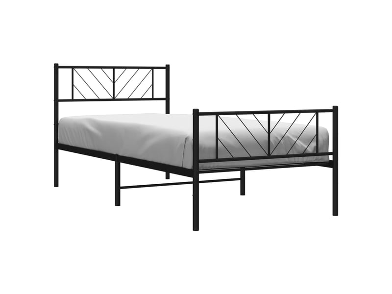  Lit simple- lit adulte -  cadre de lit métal sans matelas et pied de lit noir 100x200 cm  - Conforama B
