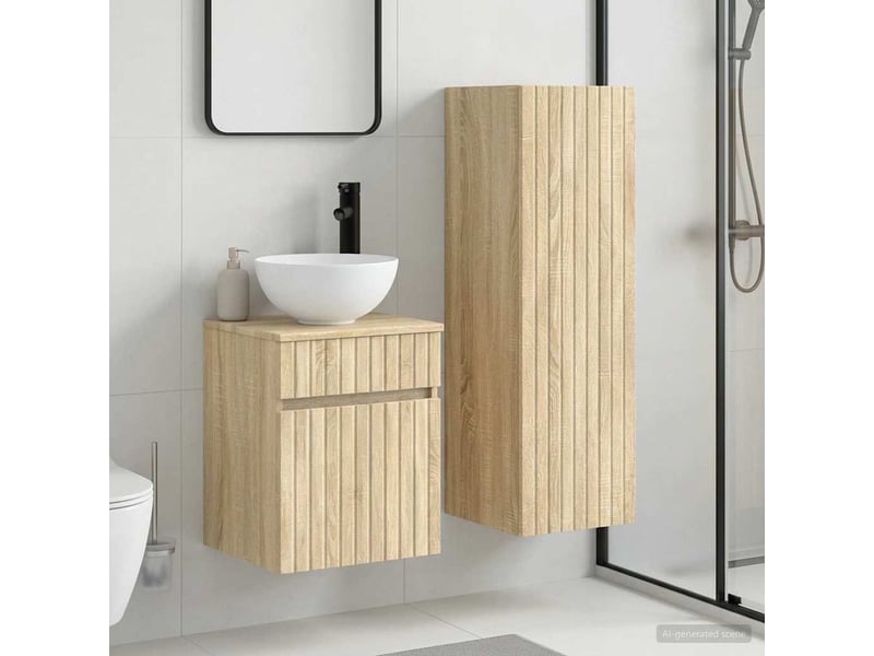  Ensemble de mobilier de salle de bain 2 pcs chêne sonoma shl666  - Conforama B