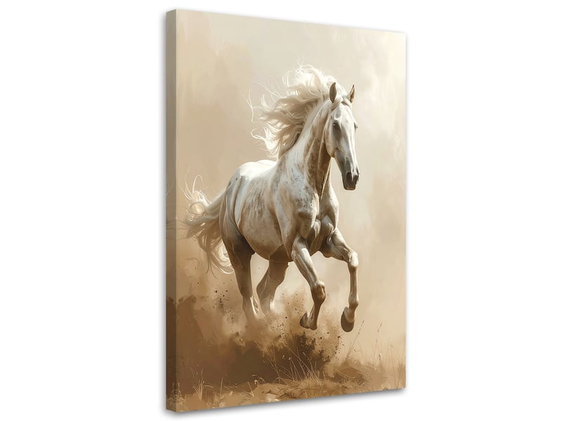  Tableaux, un cheval blanc au galop dans une composition picturale 30x45 1334479251 - Conforama A