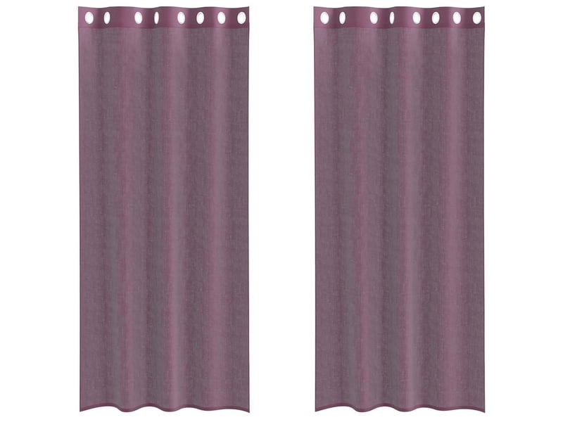Lot de 2 rideaux en voile, voilages avec œillets violet 140x225 cm cf44438 - Conforama A