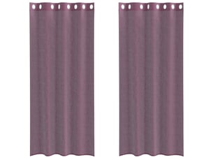 Lot de 2 rideaux en voile, voilages avec œillets violet 140x225 cm cf44438