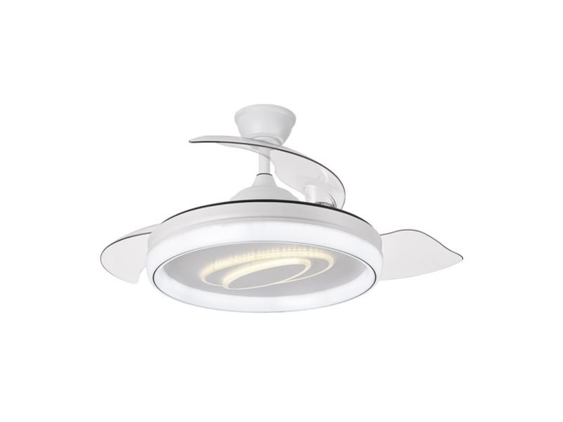  Fabrilamp maracana plafonnier ventilateur led 57 w, 5980 lm, moteur dc, 3 pales rétractables, ø 107 cm, blanc 242791301 - Conforama C