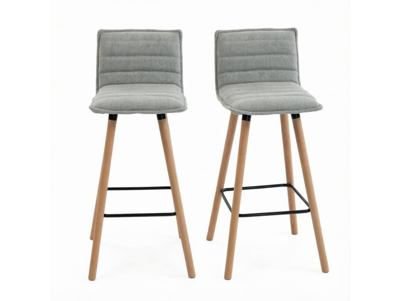 Tabourets de bar lot de 2 avec siège rembourré, dossier intégré et repose-pieds pour cuisine et comptoir - Conforama A