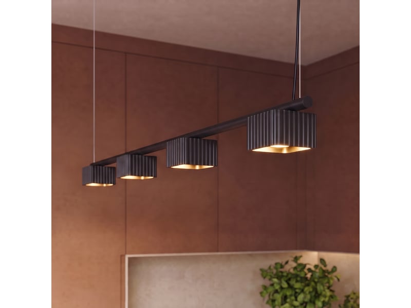  Lustre riff 4 noir gx53 aluminium moderne 208x122x10cm SL.3048 - Conforama D