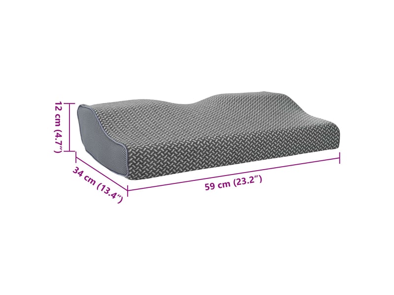  Oreiller, coussin cervical gris mousse à mémoire de forme 59 x 34 x 12 cm cf51357  - Conforama E