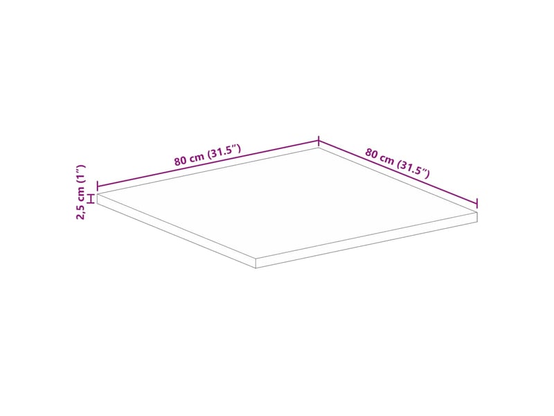 Vidaxl dessus de table 80x80x2,5 cm carré bois massif de récupération - Conforama C