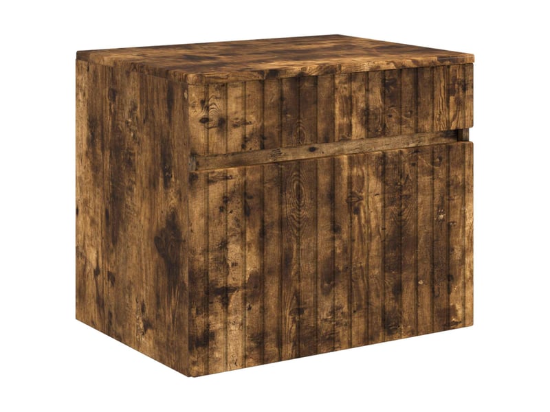  Cabinet salle de bain mural, meuble de rangement chêne fumé 59x44.5x50 cm  - Conforama A