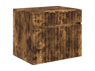 Cabinet salle de bain mural, meuble de rangement chêne fumé 59x44.5x50 cm