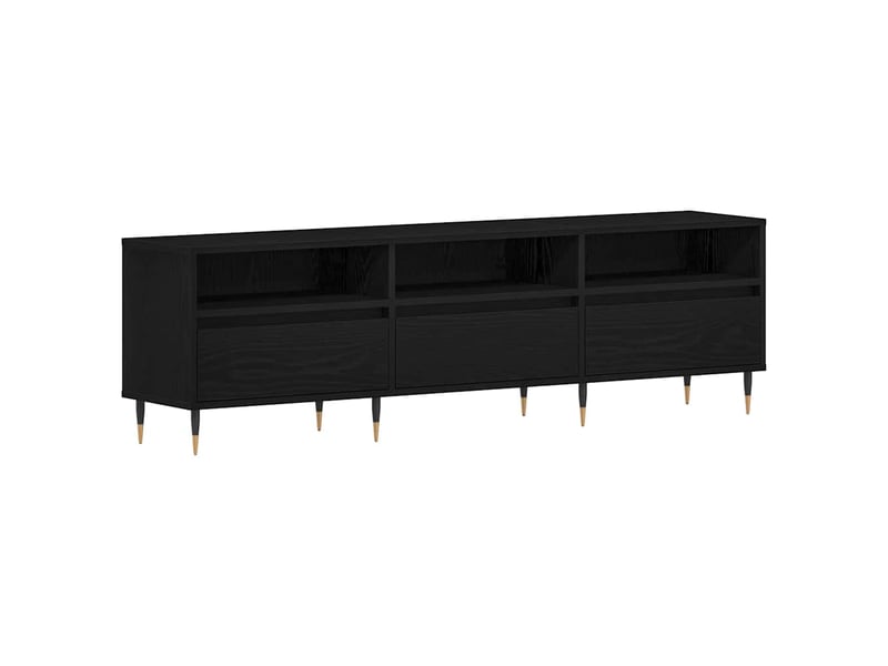  Meuble tv - banc tv - meuble de rangement 150 x 30 x 44,5 cm chêne noir bois d'ingénierie  - Conforama A