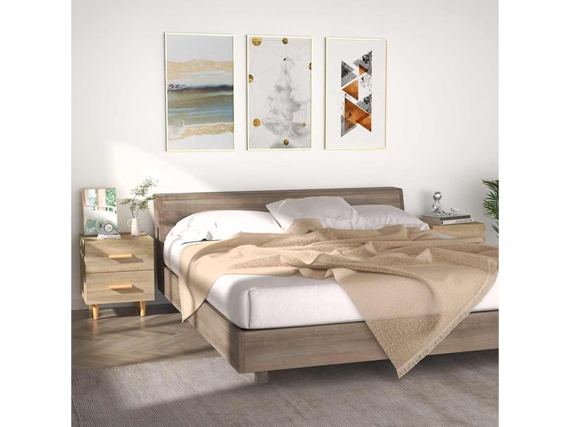  Vidaxl table chevet chêne sonoma 2 tiroirs bois meuble rangement 40x35x47cm chambre salon  - Conforama B