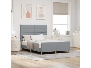 Lit adulte, lit double, cadre de lit avec tête de lit gris clair 160x200cm tissu cf2726