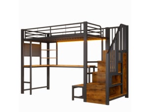 Lit mezzanine 90x200 cm <strong>OKMYHOME</strong>  <strong></strong> coloris noir