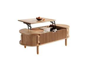 Table basse ovale coloris naturel <strong>OKWISH</strong> <strong></strong> - 110 cmx48 cm